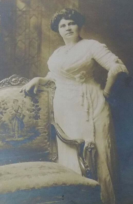 1900s Portrait of Woman in French Tapestry Chair