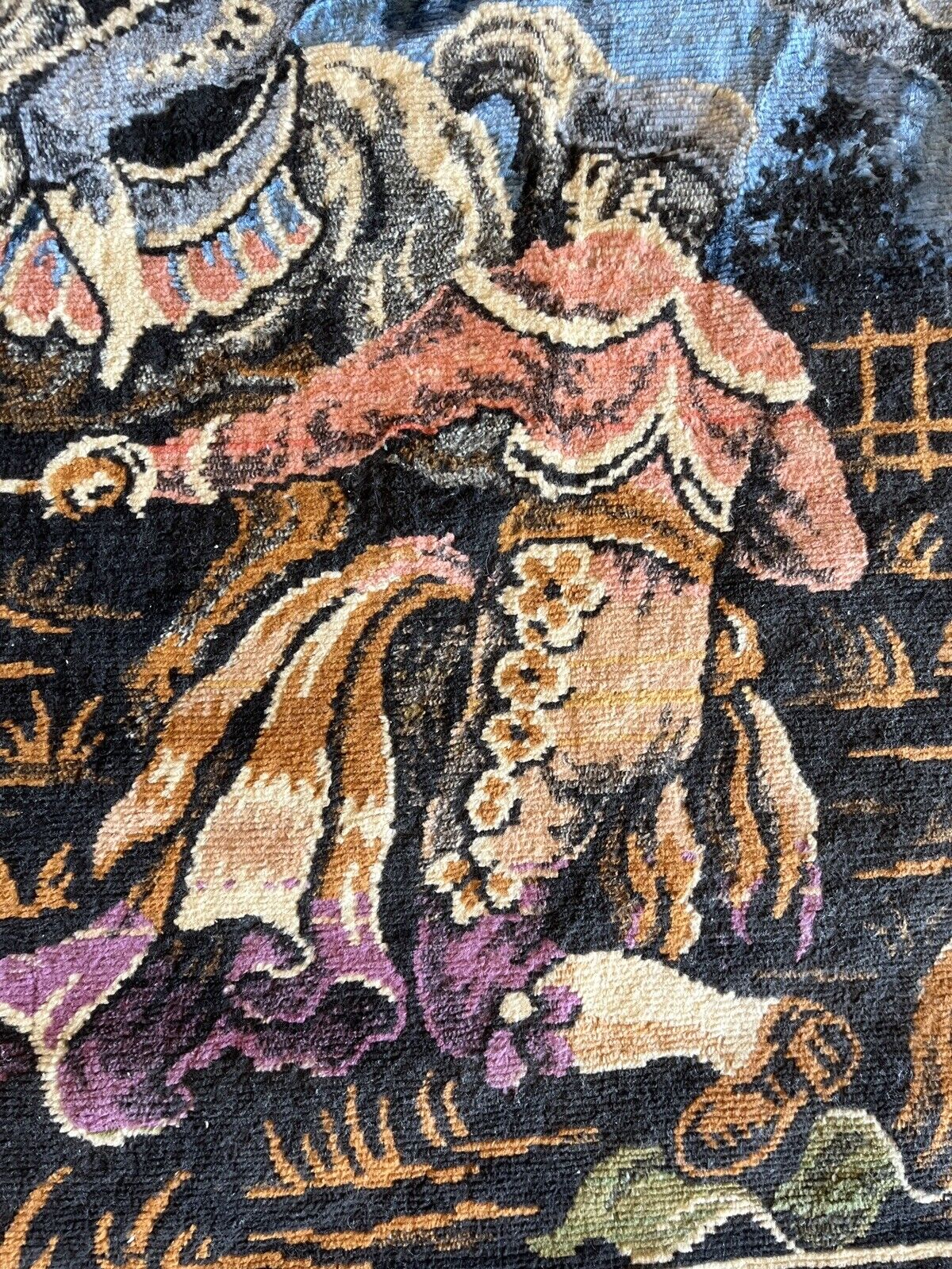 Spanish Antique Wool Bullfight Tapestry Wall Art