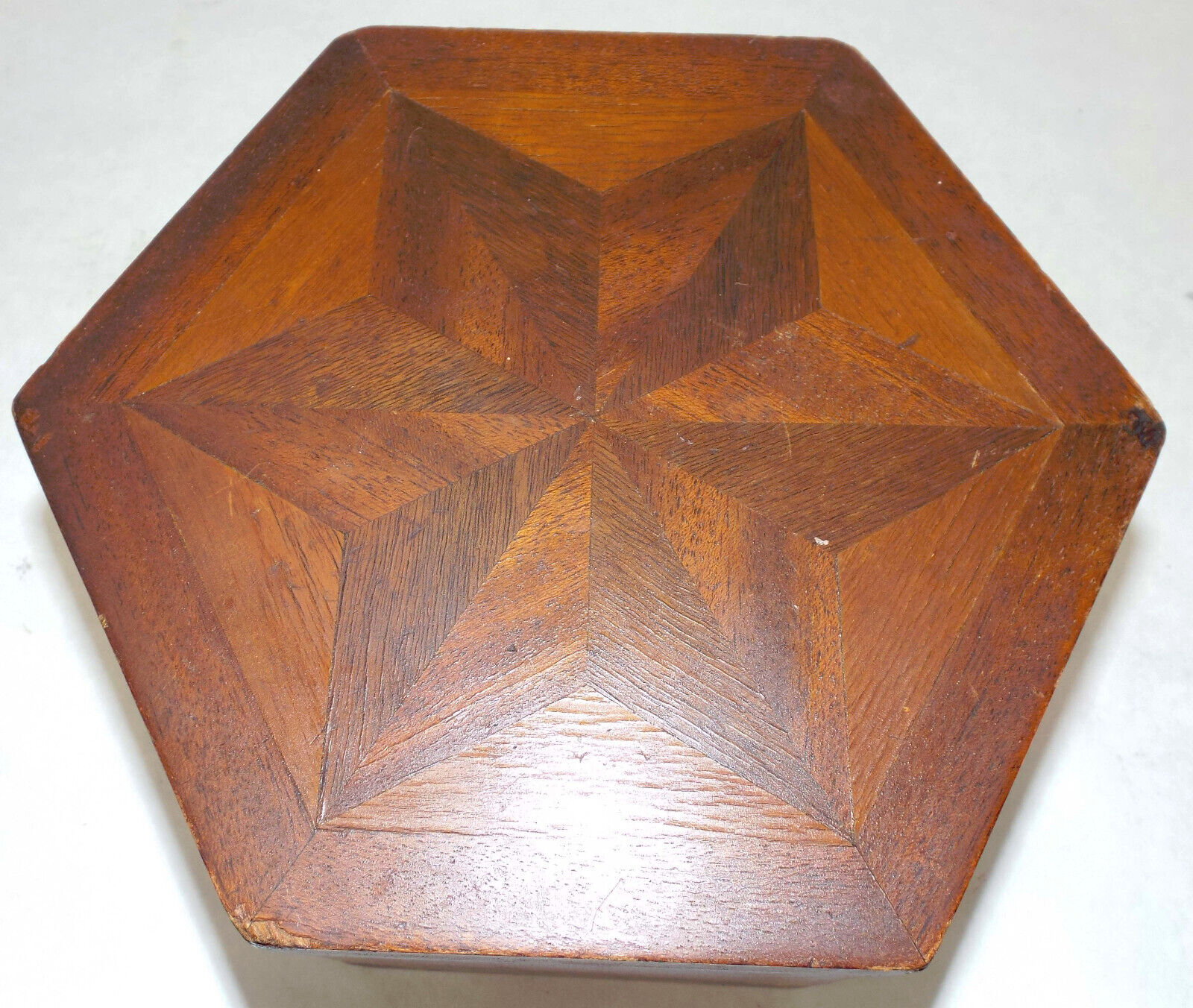 Antique Wooden Jewelry Trinket Sewing Wood Box Inlay Vintage 1800's Velvet Lined