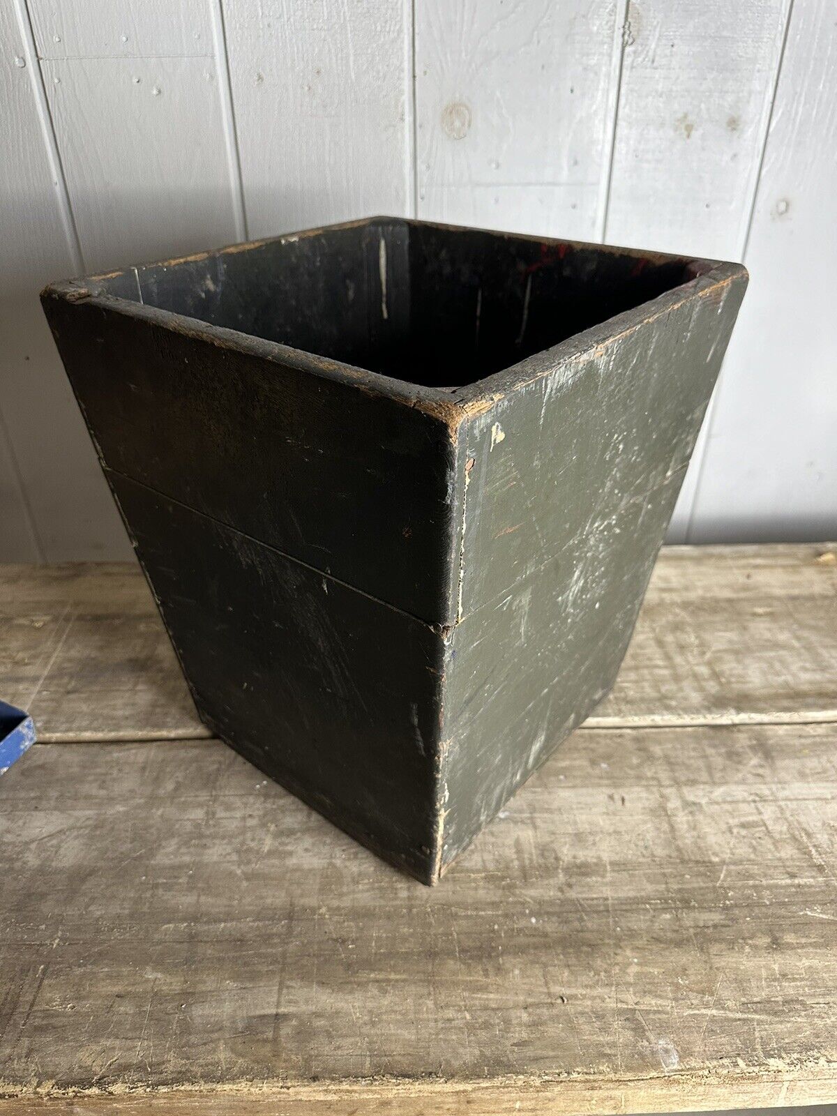 1900s Wooden Country Trash Can Industrial Kitchen Office Primitive Garbage Farm