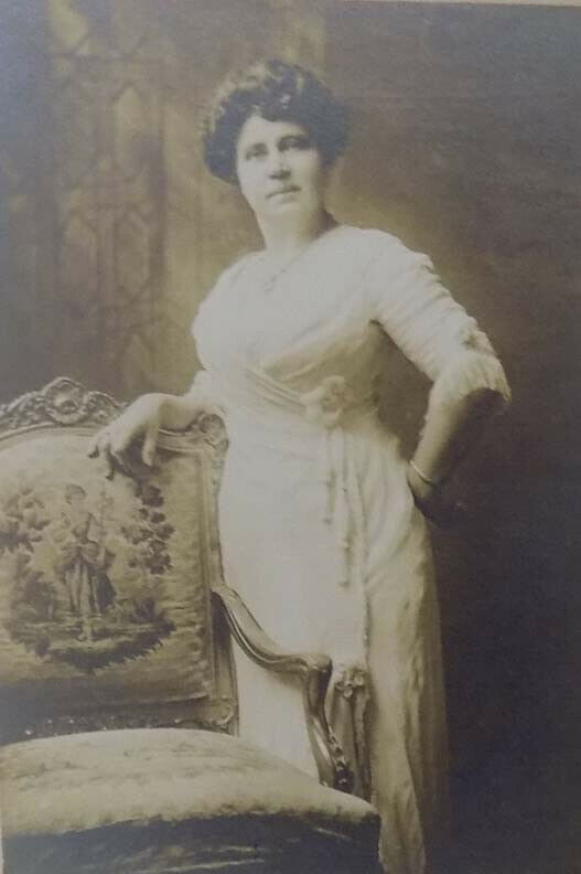 1900s Portrait of Woman in French Tapestry Chair