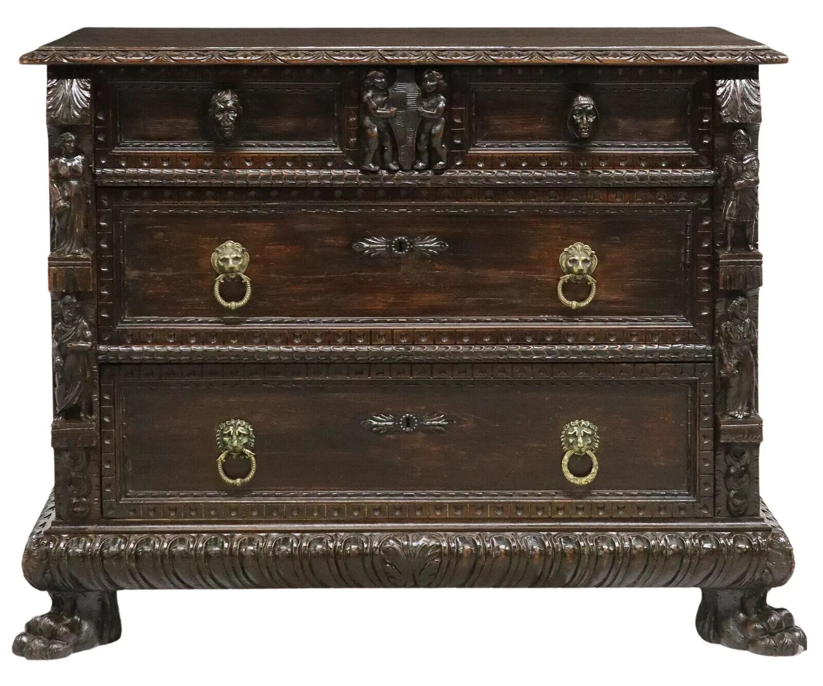 Antique Commode, Italian Renaissance Revival, Figural, Carved, 19th C., 1800s!!
