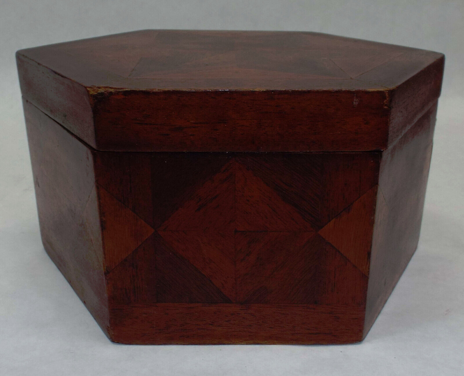 Antique Wooden Jewelry Trinket Sewing Wood Box Inlay Vintage 1800's Velvet Lined