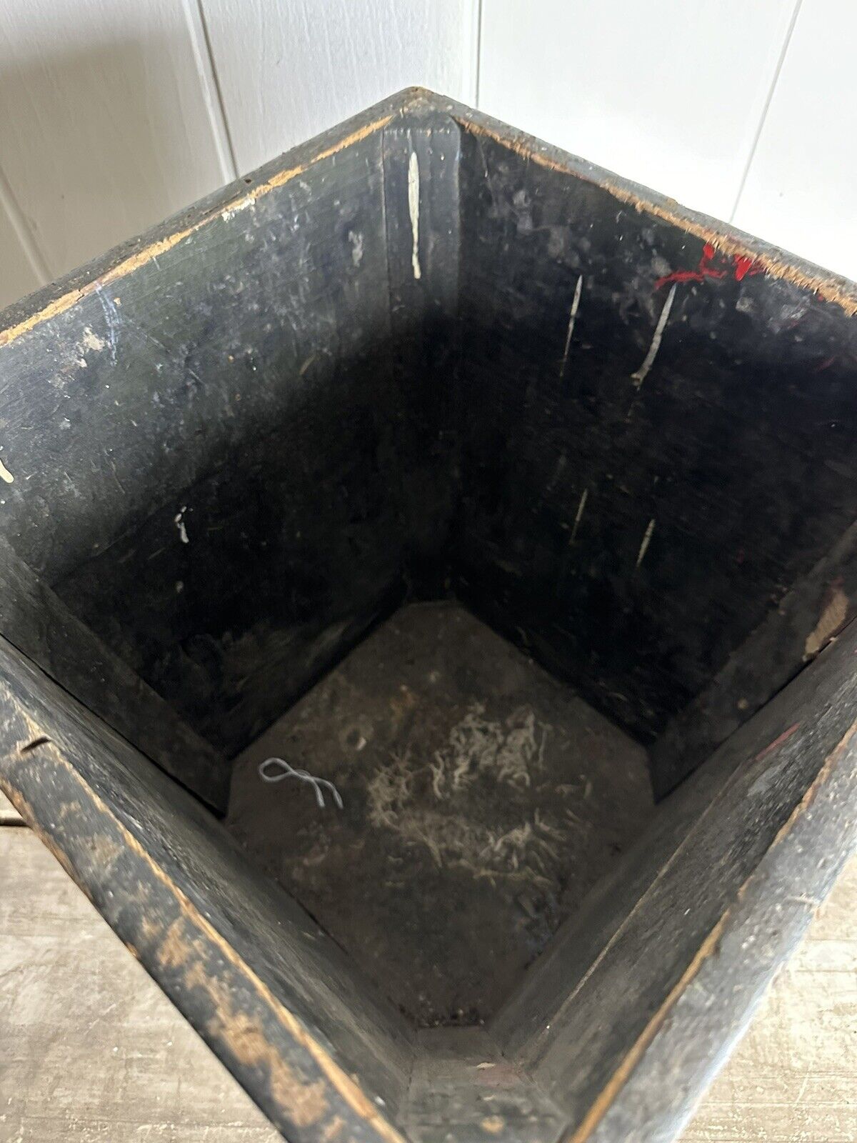 1900s Wooden Country Trash Can Industrial Kitchen Office Primitive Garbage Farm