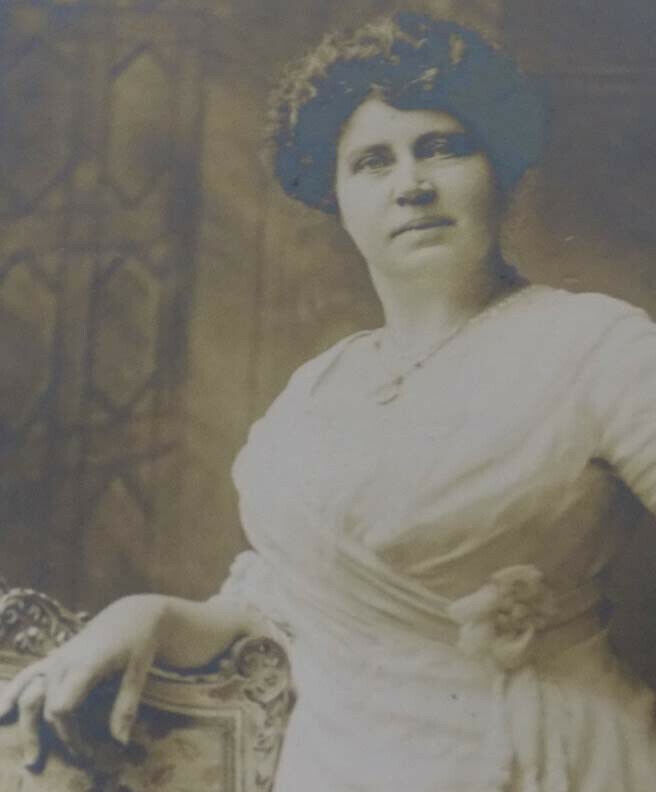 1900s Portrait of Woman in French Tapestry Chair