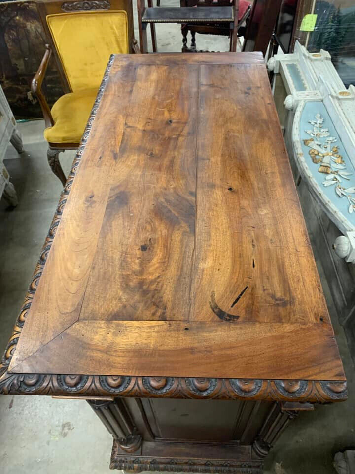 Antique Dresser, Server, Renaissance Style, Carved Wood, Drawers,  19th C. 1800s