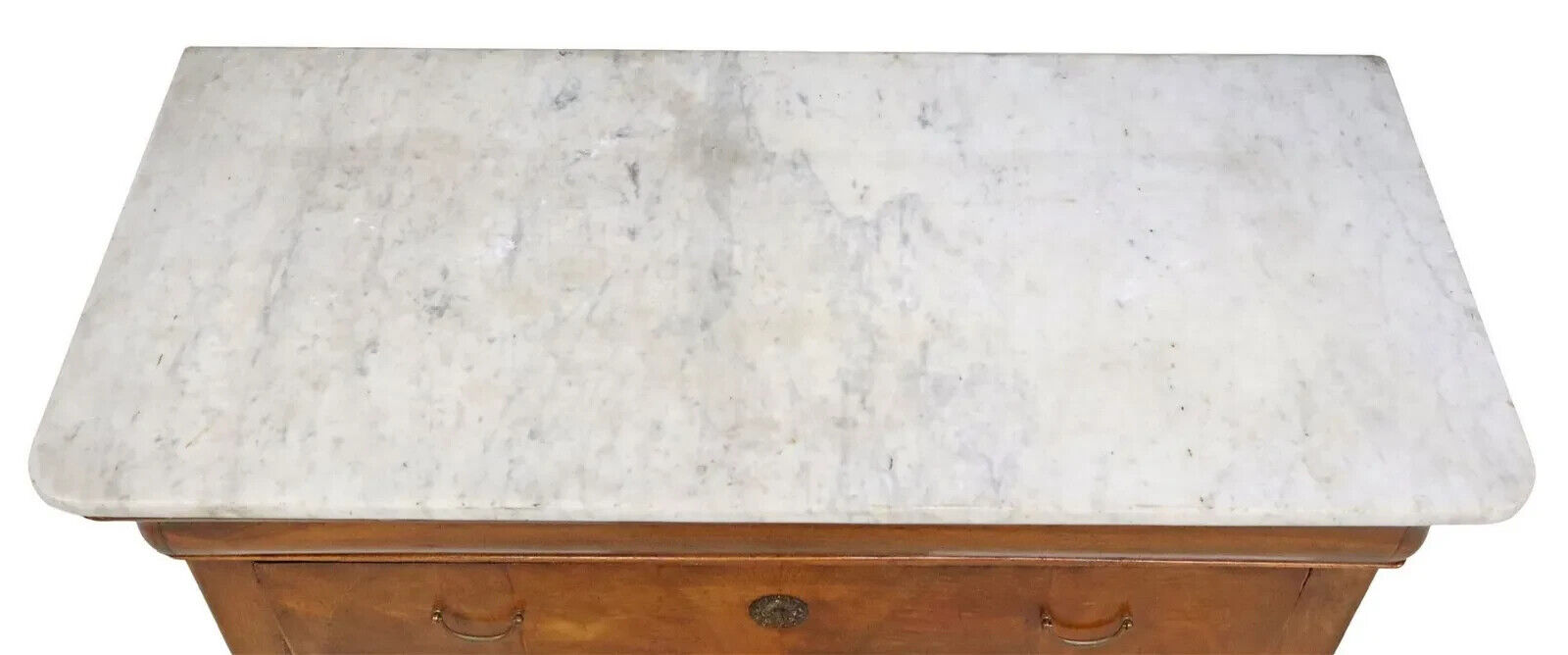 Antique Commode, Fren. Louis PhiIippe, Marble-Top, Flame, Burled Mahogany, 1800s