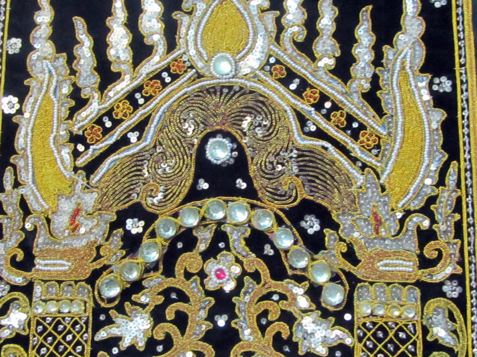 Framed Vintage Beadwork Elephant Wall Art 31x42