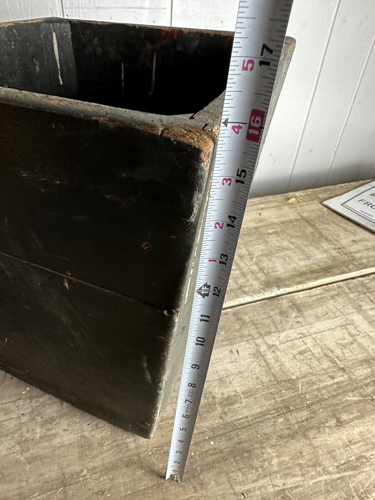 1900s Wooden Country Trash Can Industrial Kitchen Office Primitive Garbage Farm