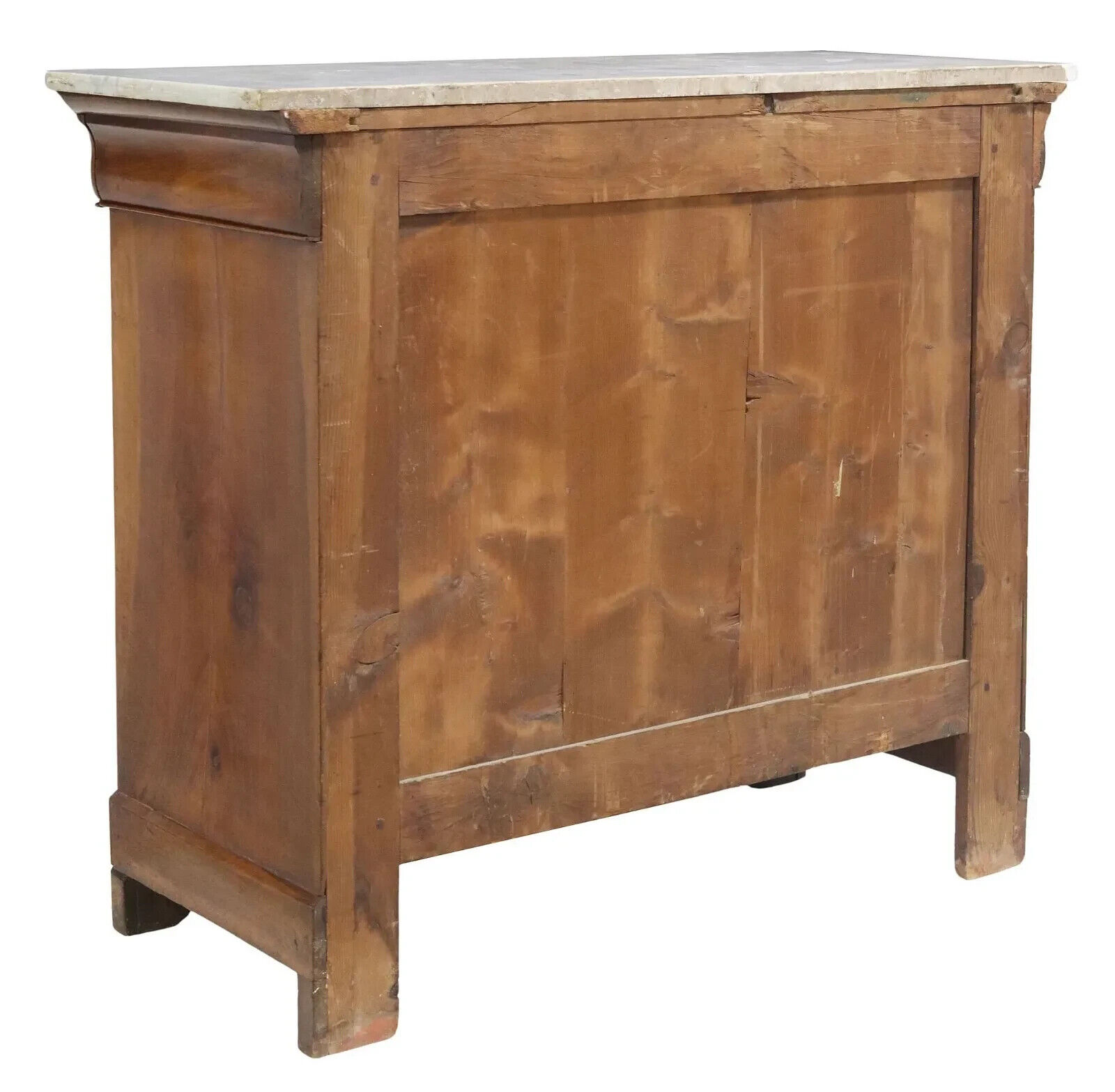 Antique Commode, Fren. Louis PhiIippe, Marble-Top, Flame, Burled Mahogany, 1800s