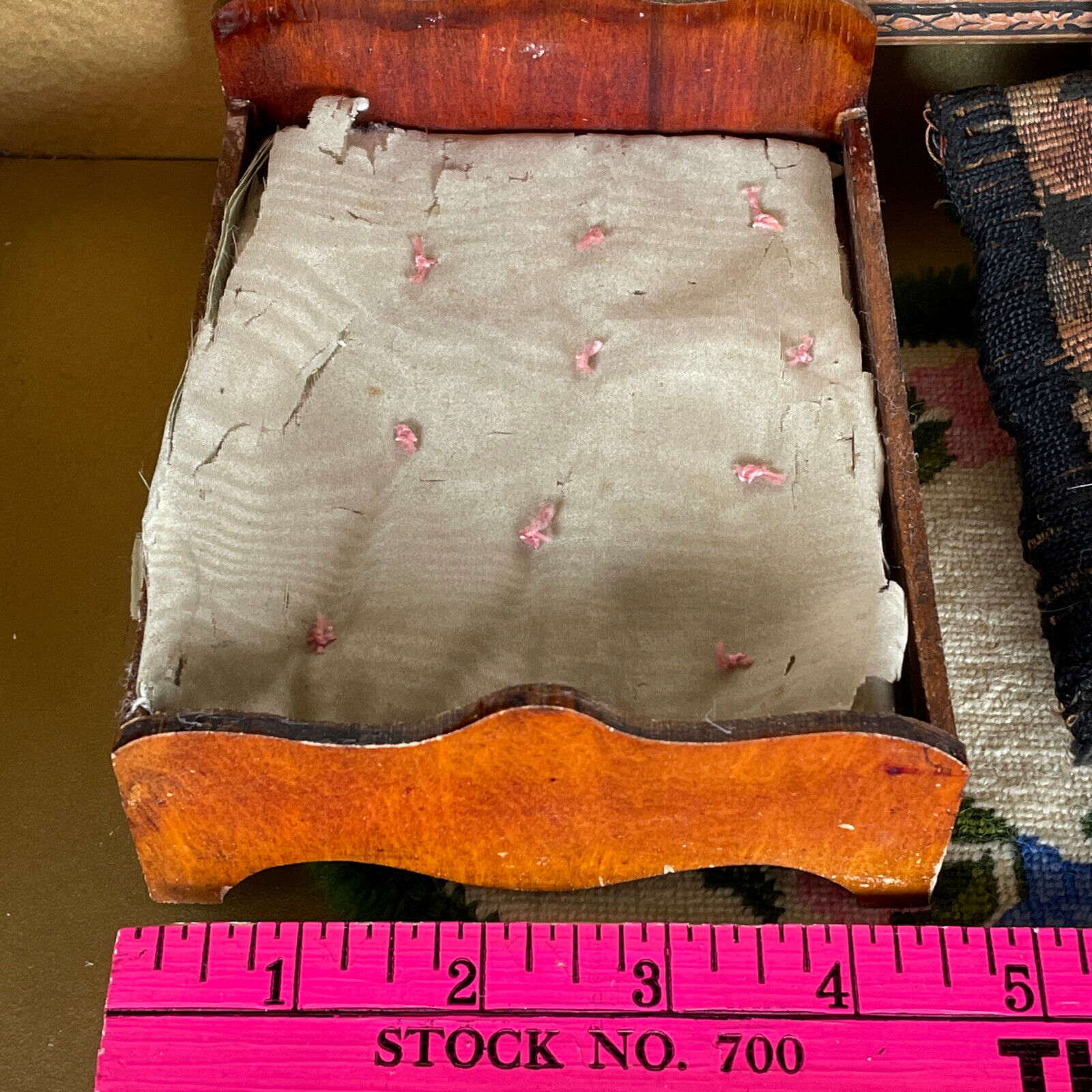Antique Dollhouse 2 BED LOT Victorian 1900s Furniture Germany Vtg Wood Bedroom