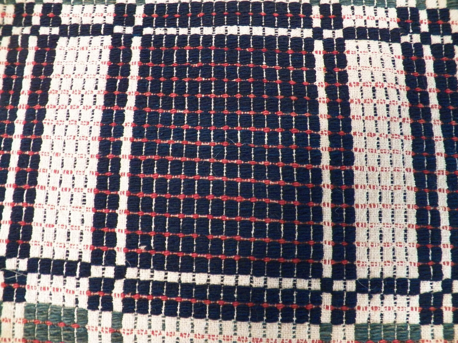 Antique Jacquard Coverlet Woven 1800s 3 Color Overshot Weave