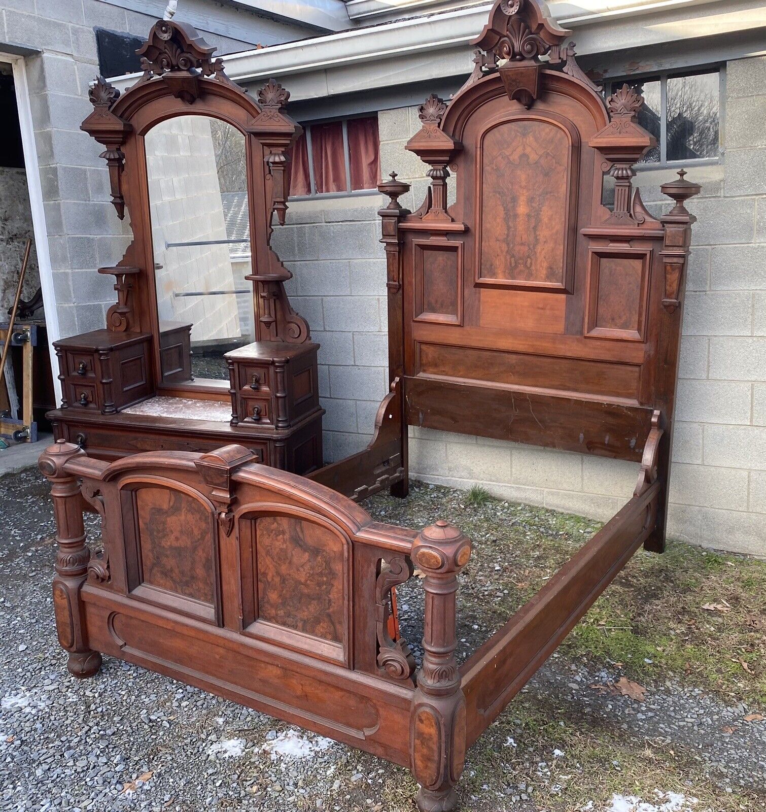 RENAISSANCE WALNUT AND BURL 2 PC. BEDROOM SET