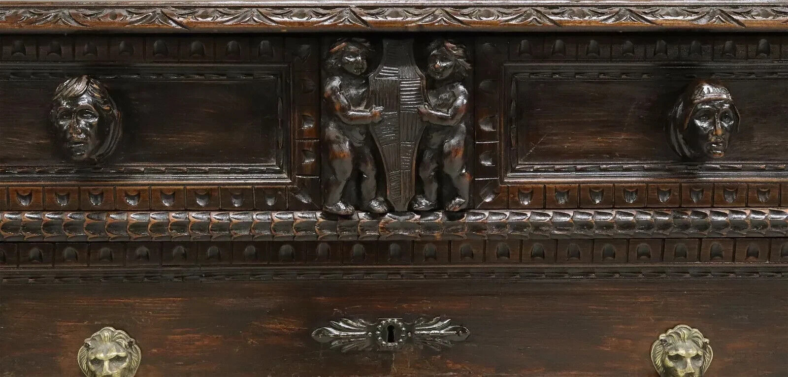 Antique Commode, Italian Renaissance Revival, Figural, Carved, 19th C., 1800s!!
