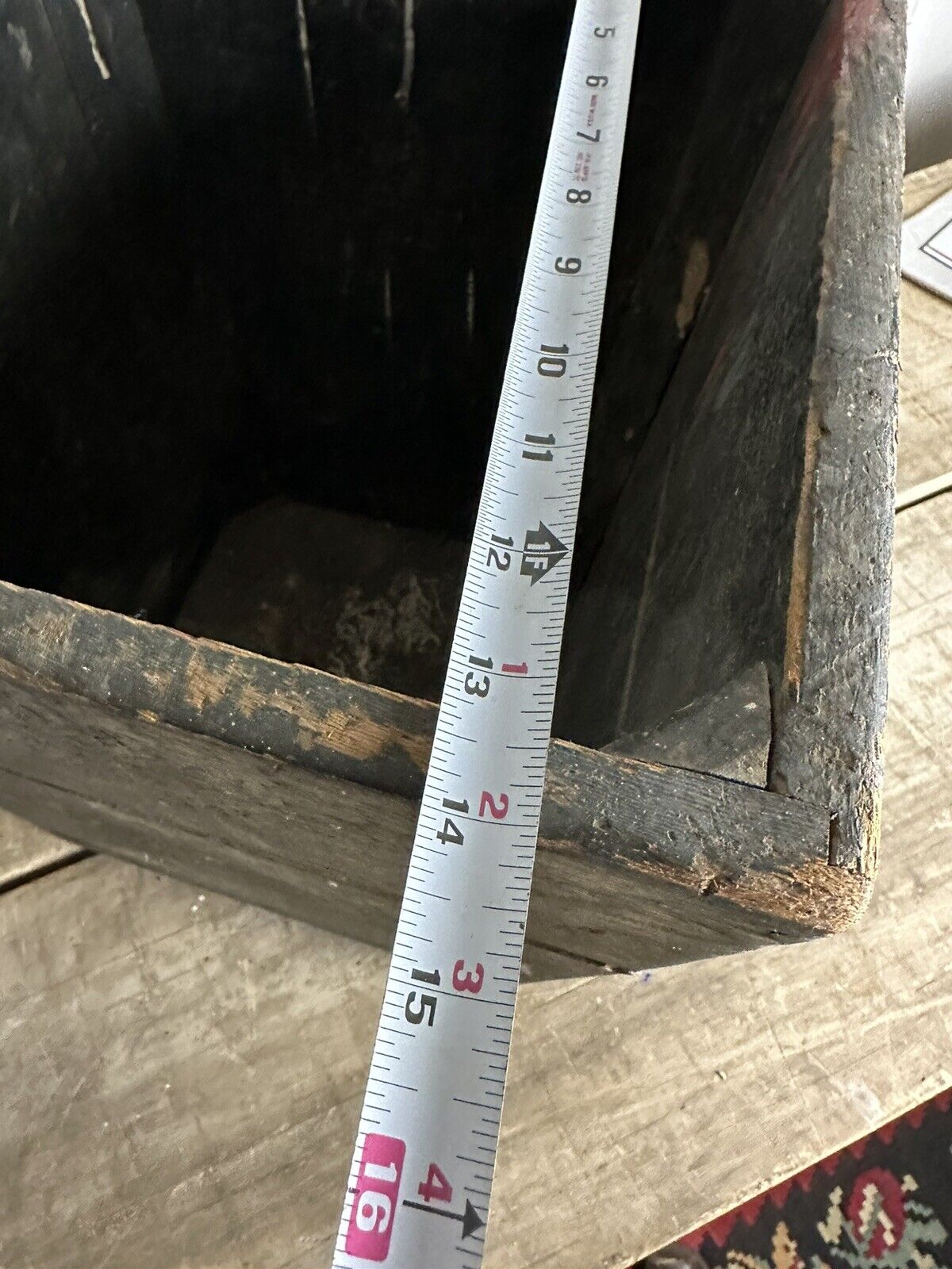 1900s Wooden Country Trash Can Industrial Kitchen Office Primitive Garbage Farm