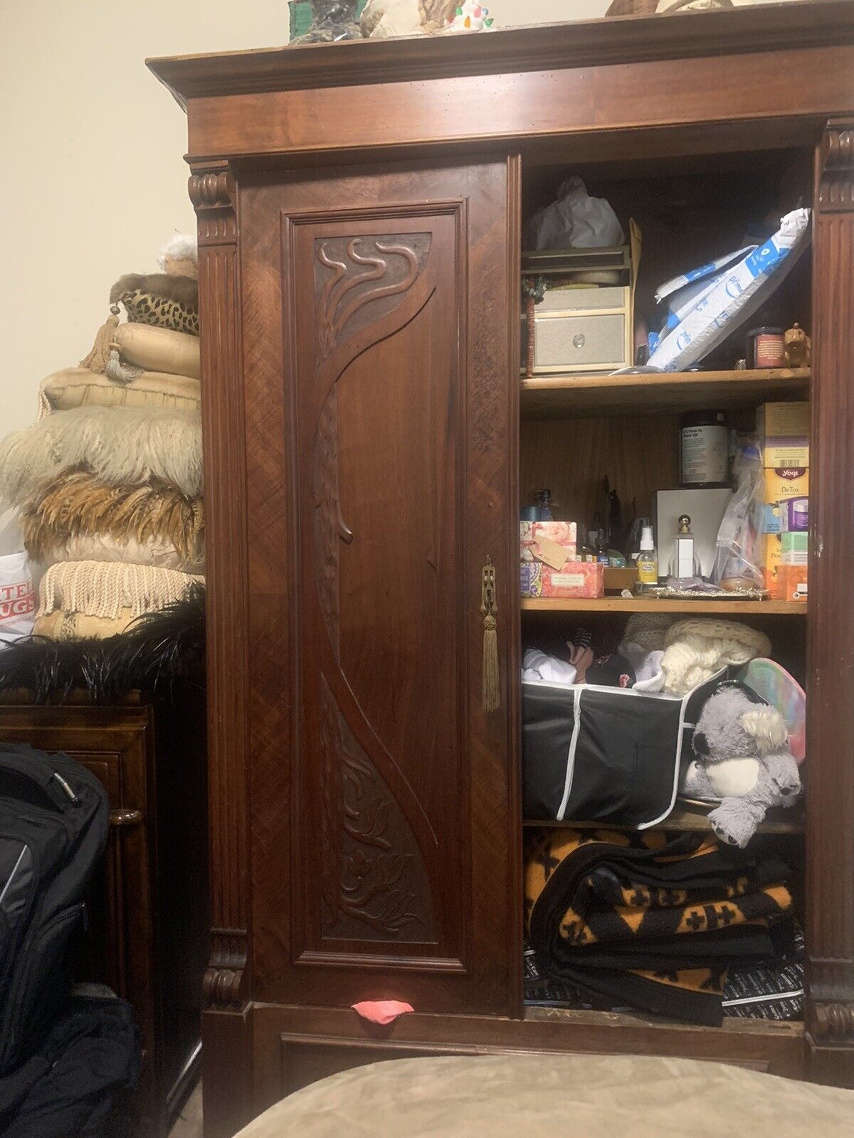 Beautiful Victorian Walnut 2 Door "knockdown" Wardrobe Armoire vtg 1800s-Antique