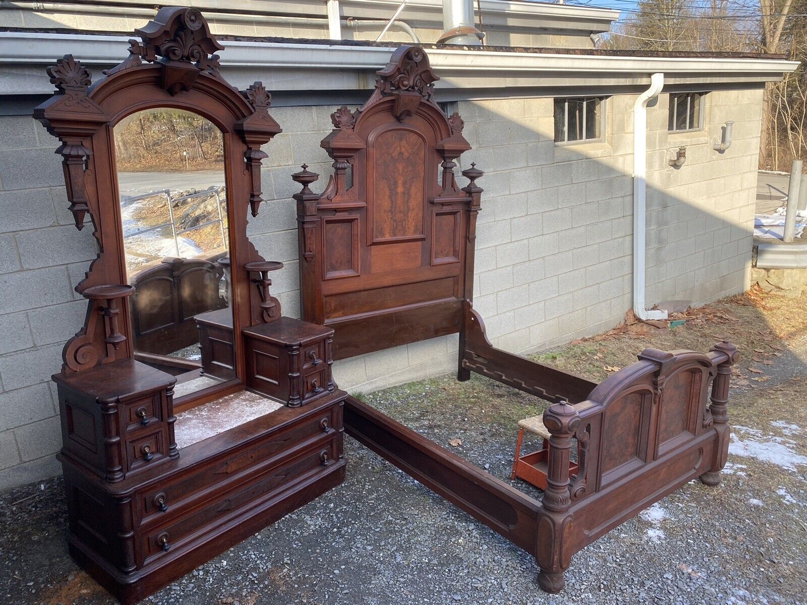 RENAISSANCE WALNUT AND BURL 2 PC. BEDROOM SET