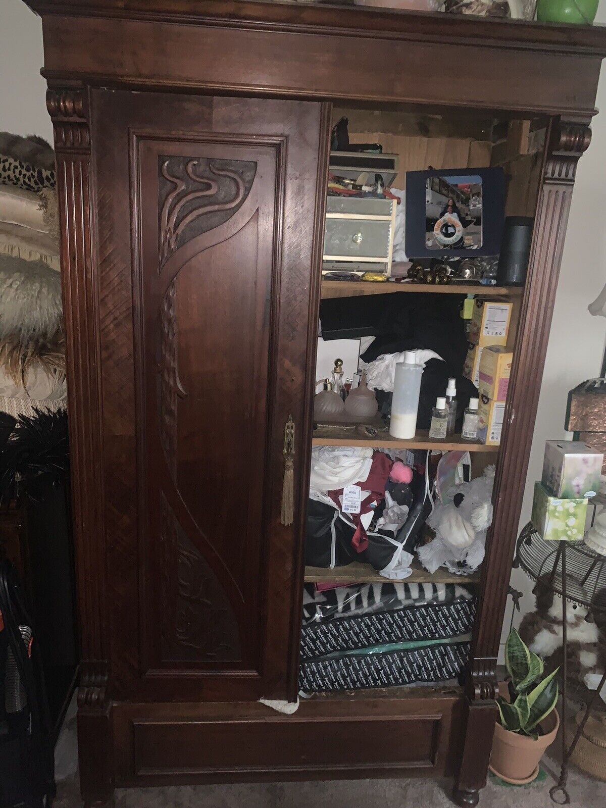 Beautiful Victorian Walnut 2 Door "knockdown" Wardrobe Armoire vtg 1800s-Antique