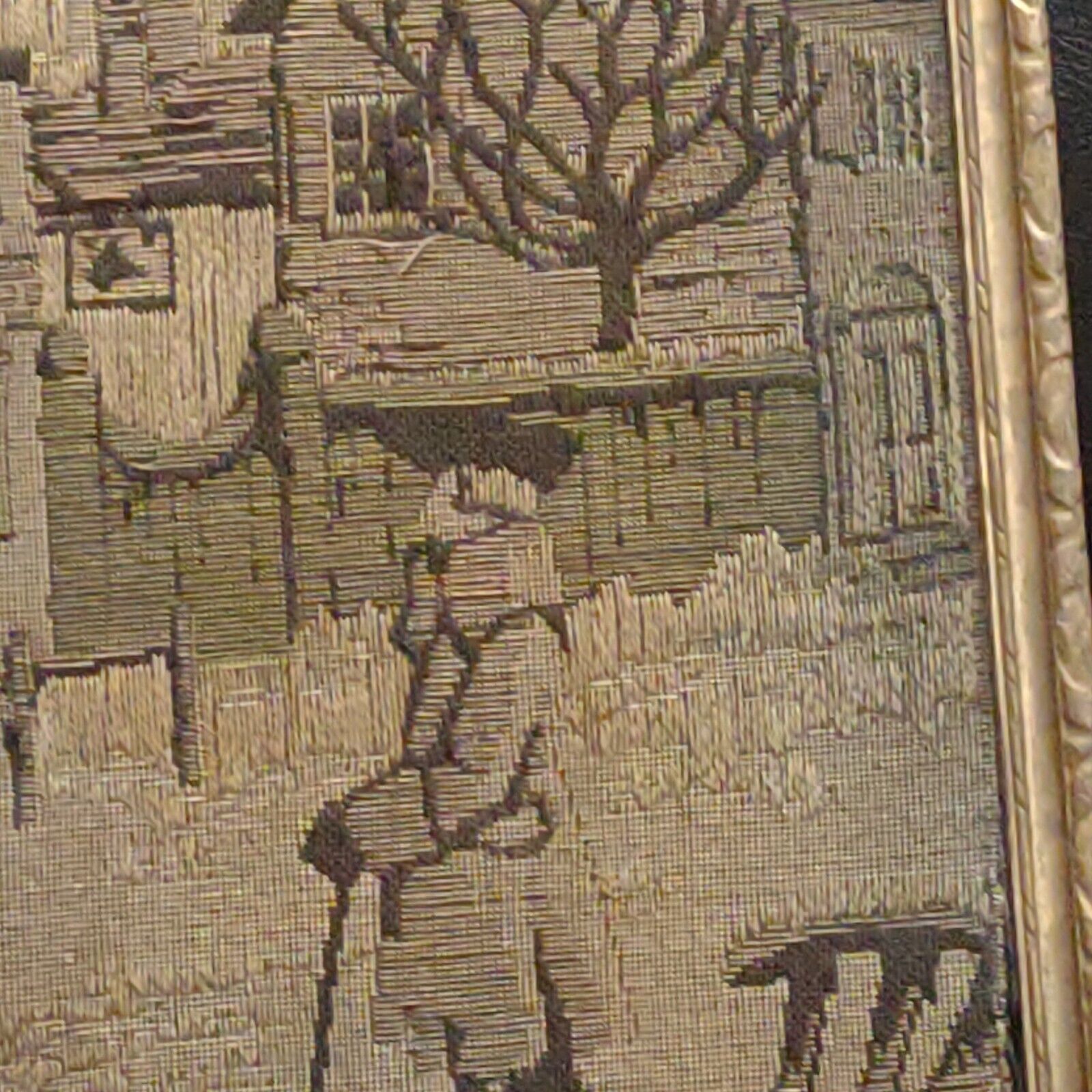 Colonial Man and Buildings Needlepoint Art Piece