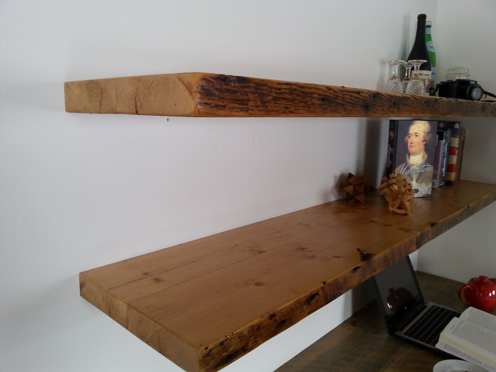 Floating shelf reclaimed barn wood Premium 2in thick floating shelves USA made
