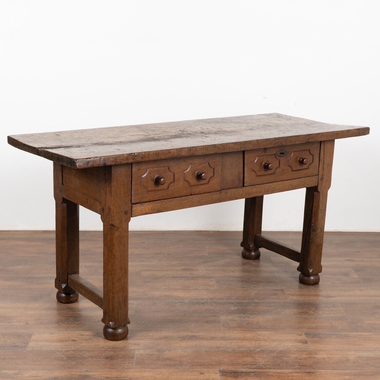 Dark Oak Console Table with Two Drawers, Spain 1800's