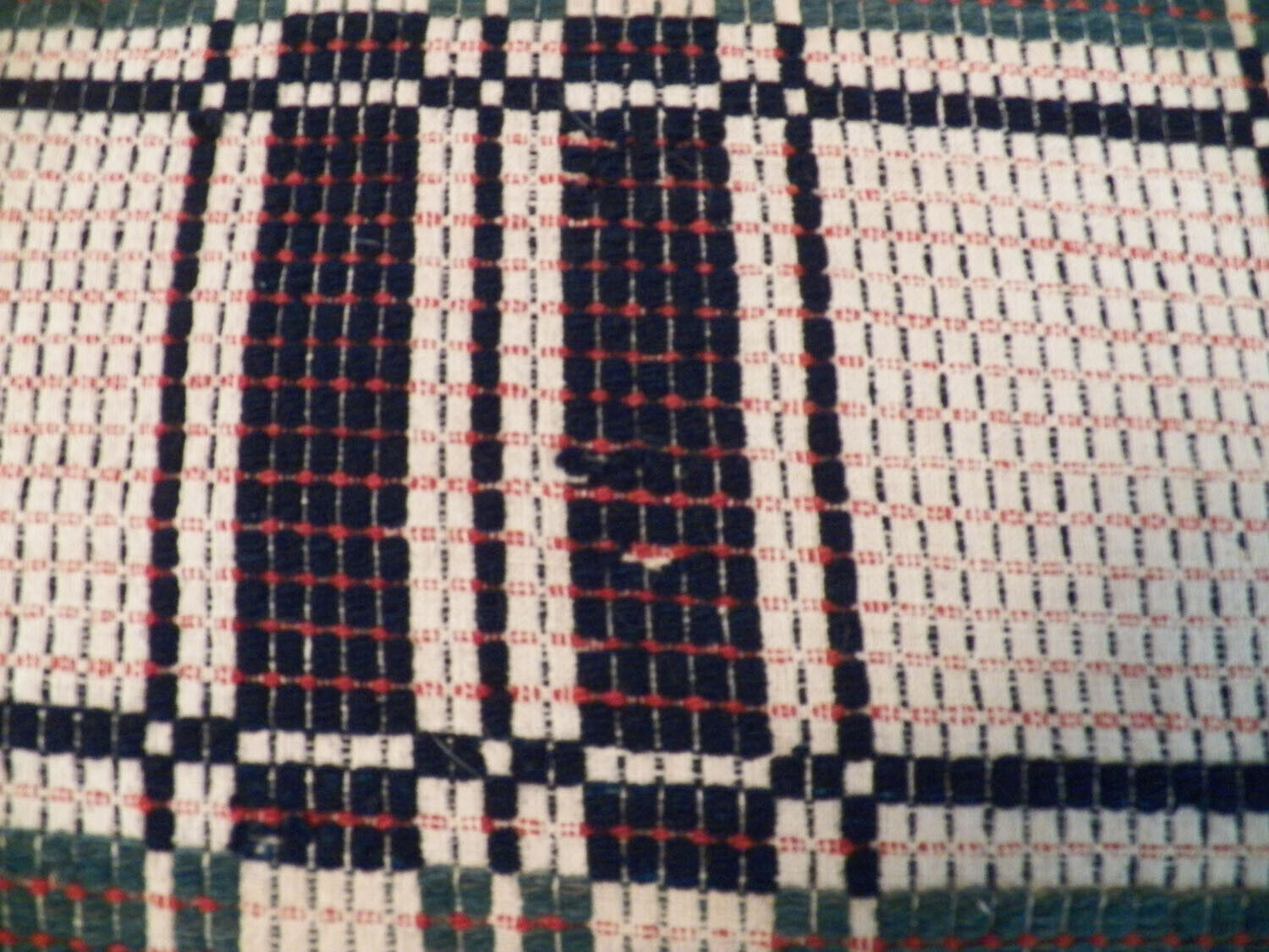 Antique Jacquard Coverlet Woven 1800s 3 Color Overshot Weave