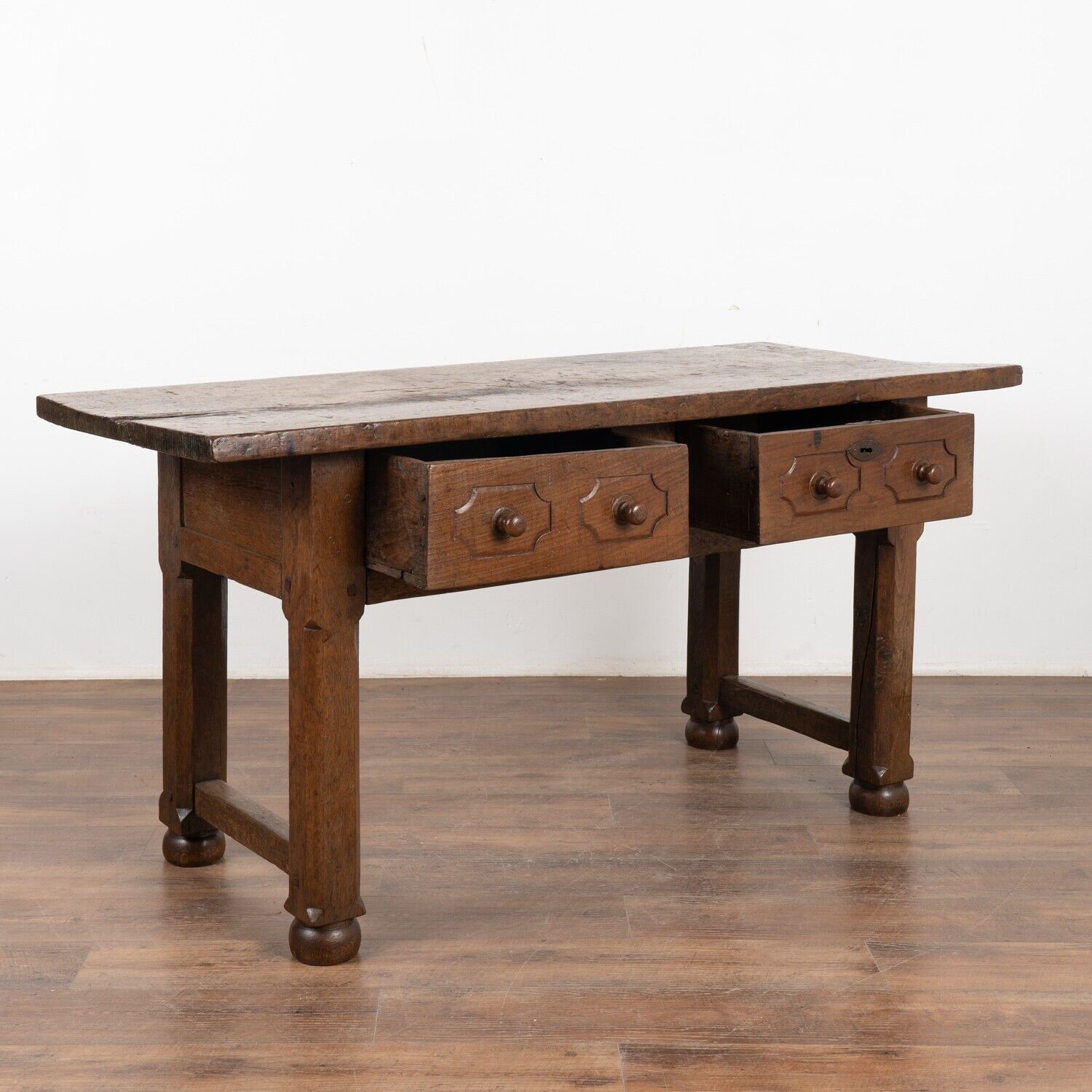 Dark Oak Console Table with Two Drawers, Spain 1800's