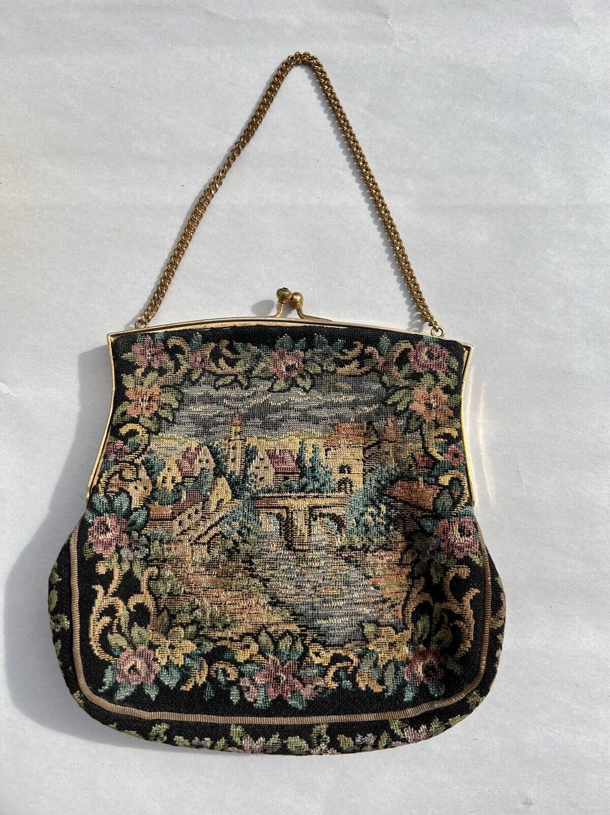 Victorian Metal Frame Tapestry Purse by K&G Charlet