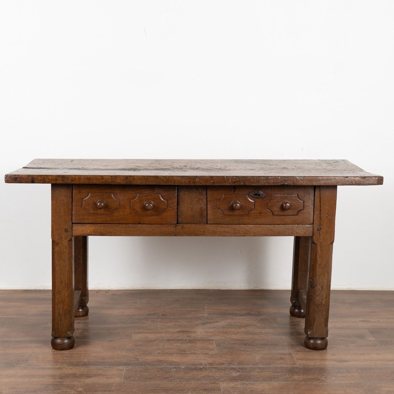 Dark Oak Console Table with Two Drawers, Spain 1800's