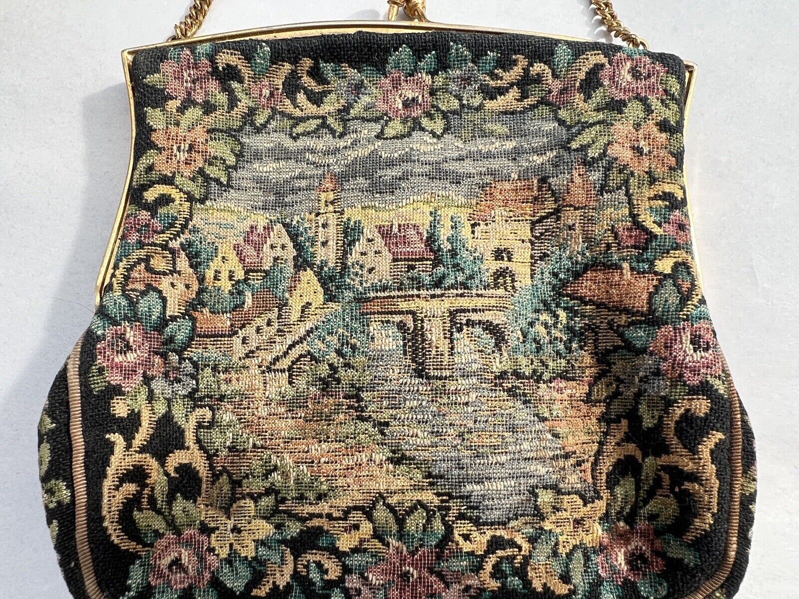 Victorian Metal Frame Tapestry Purse by K&G Charlet