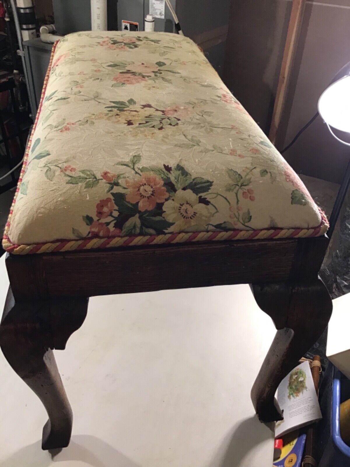 Antique Late 1800’s Bedside Bench With Floral Pillow 38”Lx20”Wx20”H Read Below