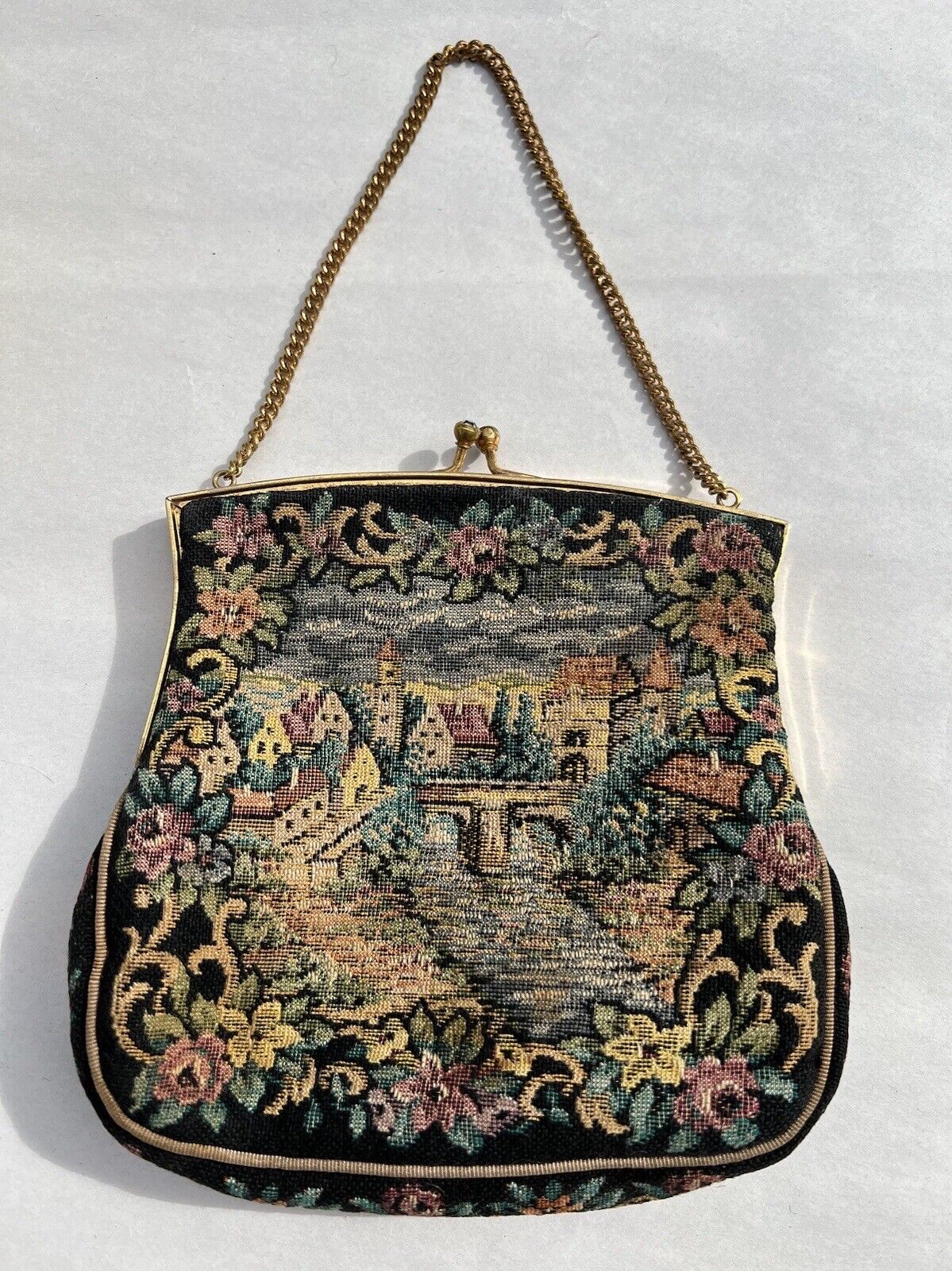 Victorian Metal Frame Tapestry Purse by K&G Charlet