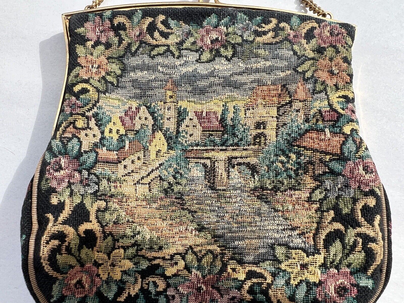 Victorian Metal Frame Tapestry Purse by K&G Charlet