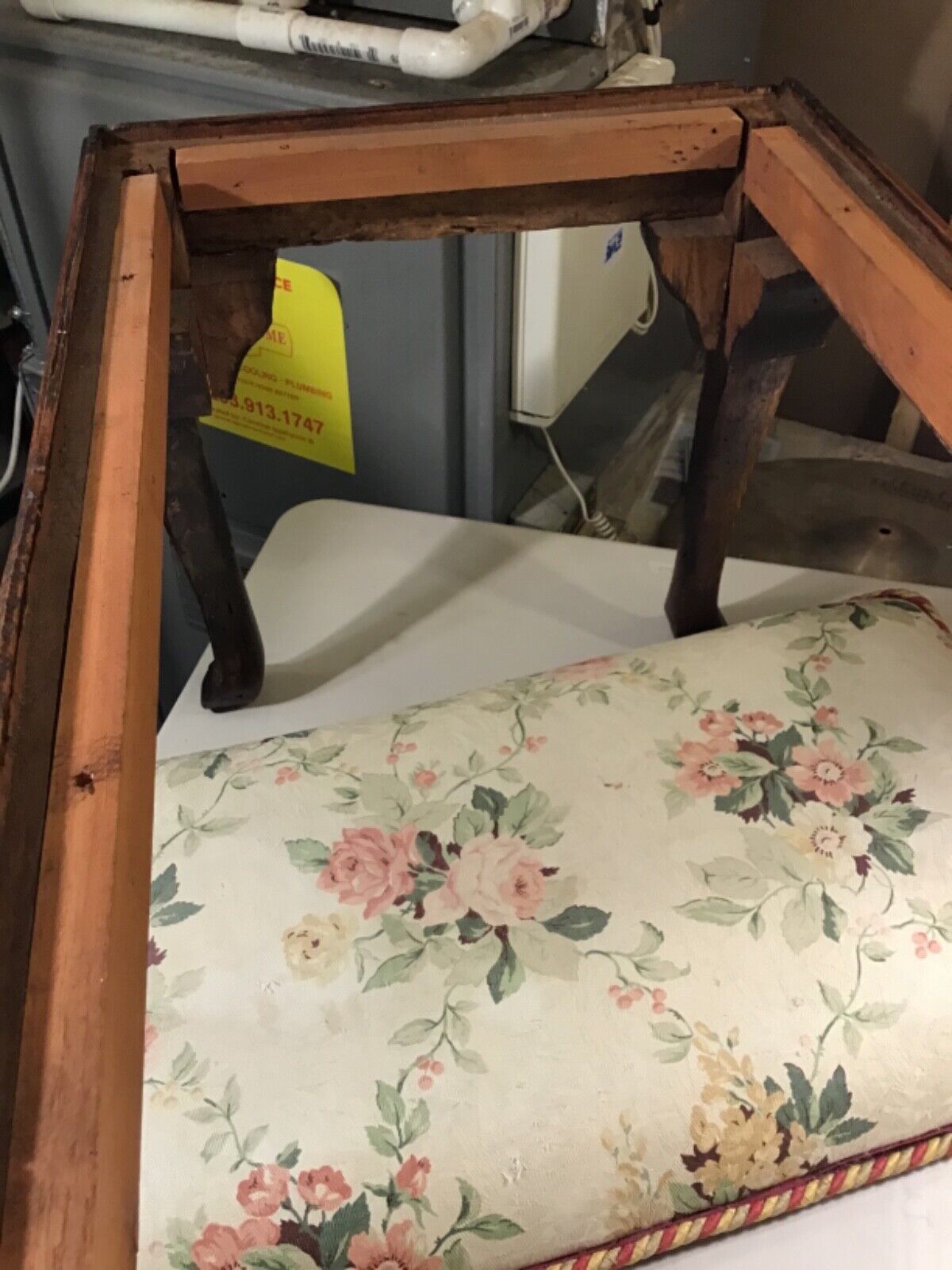 Antique Late 1800’s Bedside Bench With Floral Pillow 38”Lx20”Wx20”H Read Below