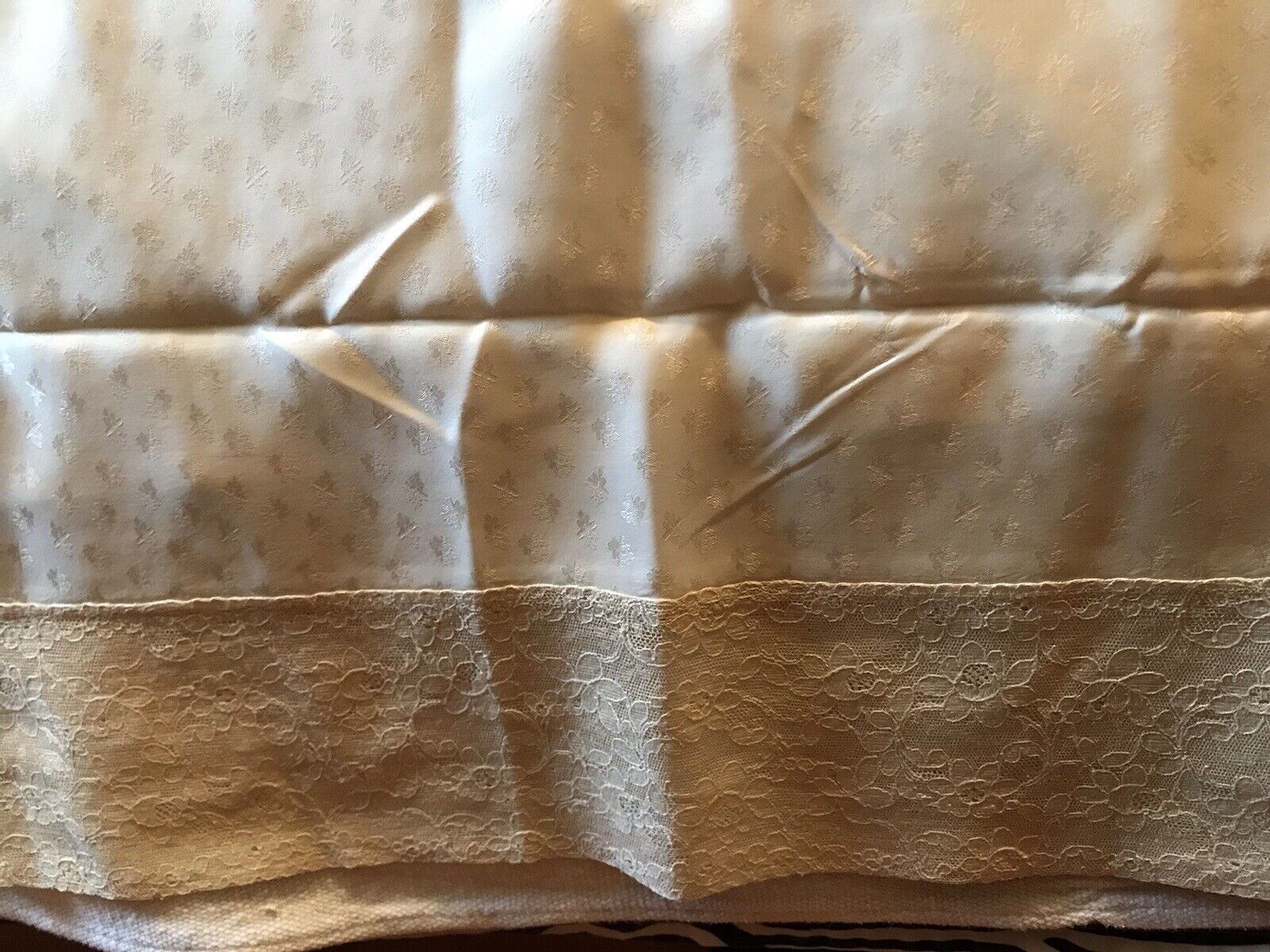 Antique Silk Blanket Cover Handmade Lace Late 1800s 85x65 Estate Brocade #2