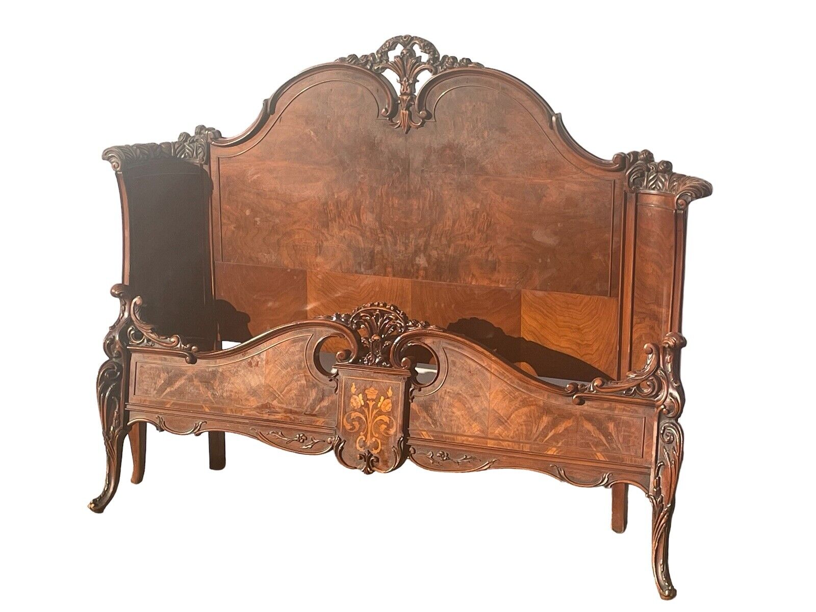 Fabulous Antique Carved Inlaid 6 Pce French Style Bedroom Set