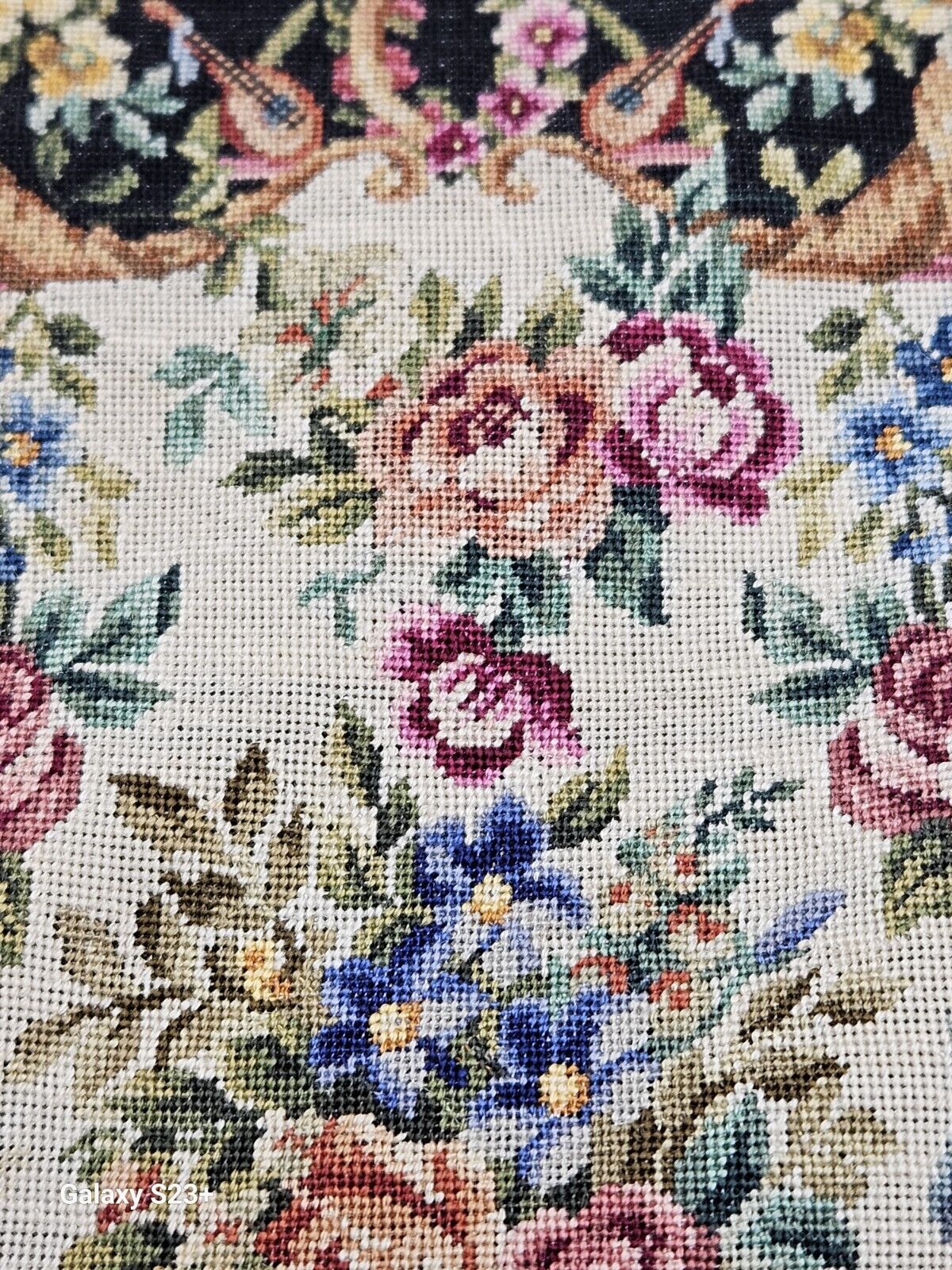 Victorian Petite Point Floral Tapestry Purse