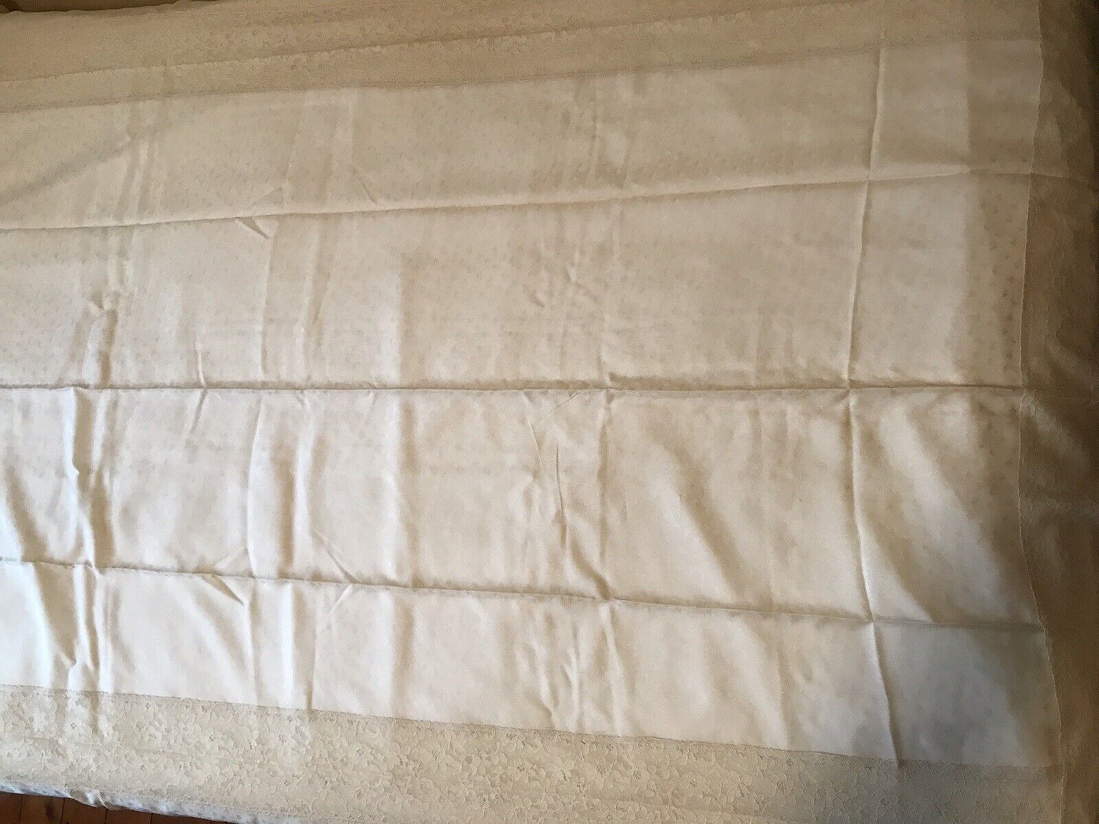 Antique Silk Blanket Cover Handmade Lace Late 1800s 85x65 Estate Brocade #2