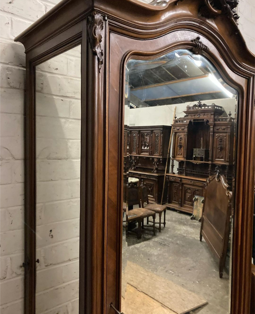 ARRIVES NOV 2024: Walnut French Antique Louis XV Bedroom Set Signed Mercier