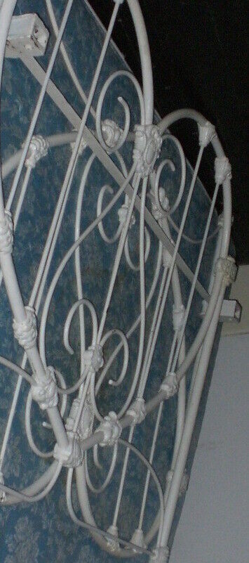 Mid-1800's Victorian Antique Iron Bed  Heart Shaped With Scrolled Full 