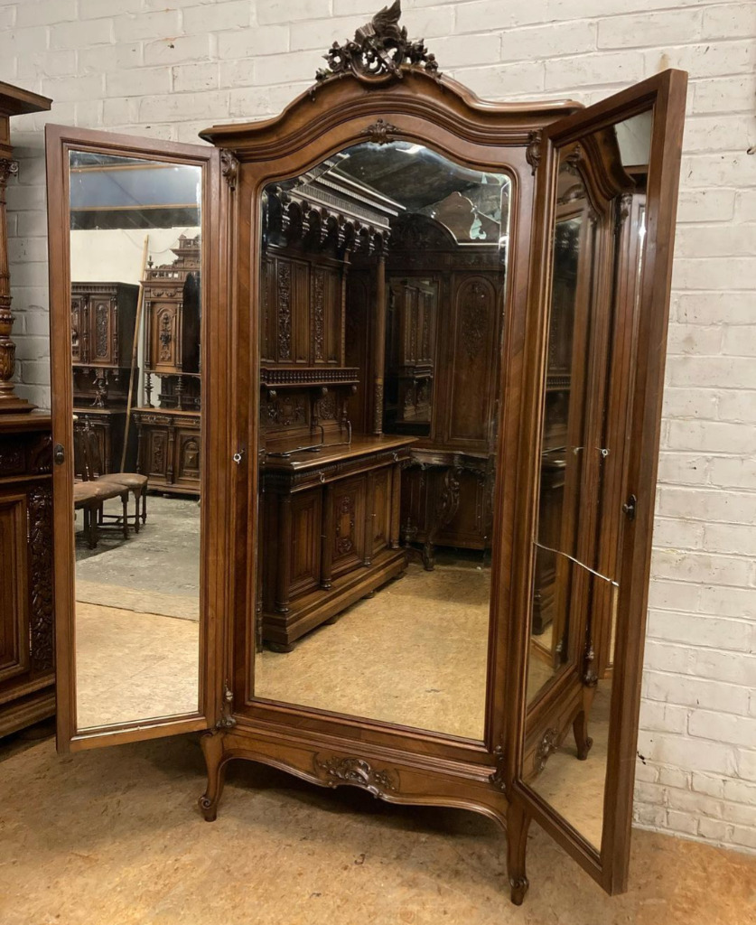 ARRIVES NOV 2024: Walnut French Antique Louis XV Bedroom Set Signed Mercier