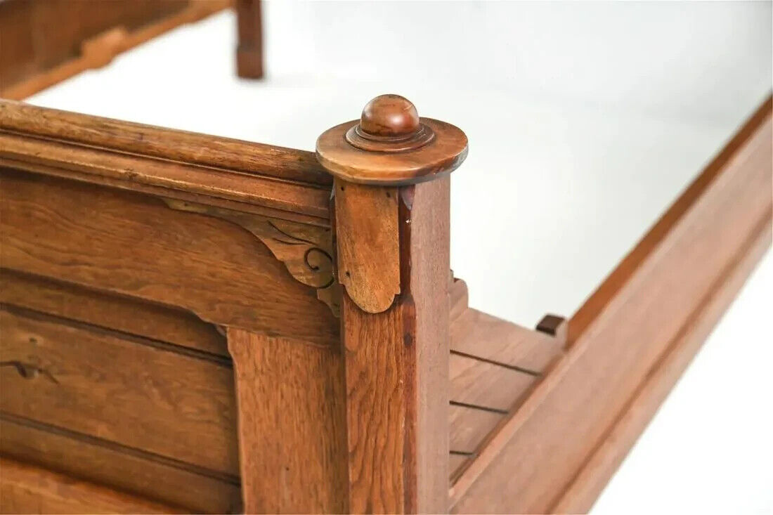 Antique Bed Frame, Victorian Eastlake, Walnut Full Bed, 19th C, 1800s, Handsome!