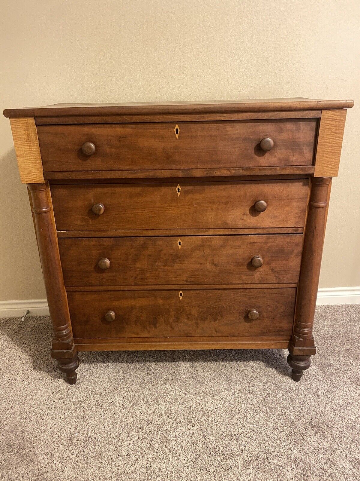 1800’s Solid Wood (mixed) High Boy Chest Of Drawers Hand Made Dove Tails HEAVY