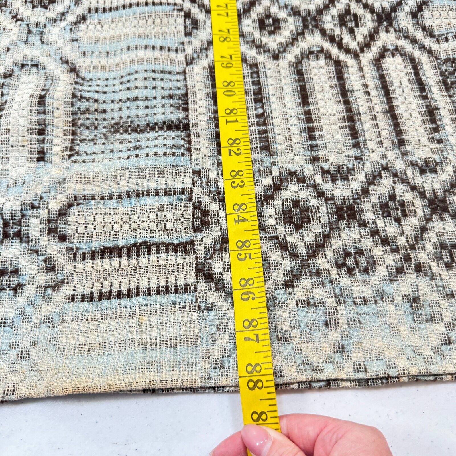 Antique handmade coverlet Reversible Jacquard Loomed Wool 1800s brown american