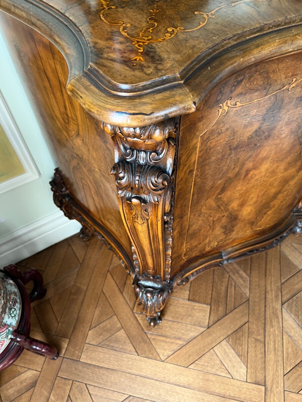 🦥ANTIQUE 1800s StuNinG EnfiLade 3tone Wood inlaid BUffeT ConsoLE TaBLe