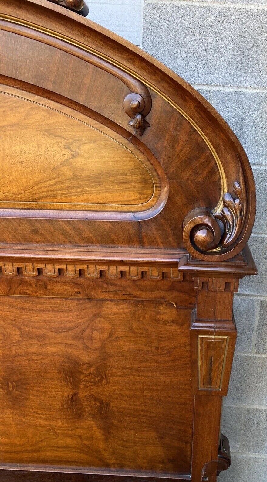 RENAISSANCE 3 PC. WALNUT AND BURL BEDROOM SET WITH PORCELAIN PLAQUES