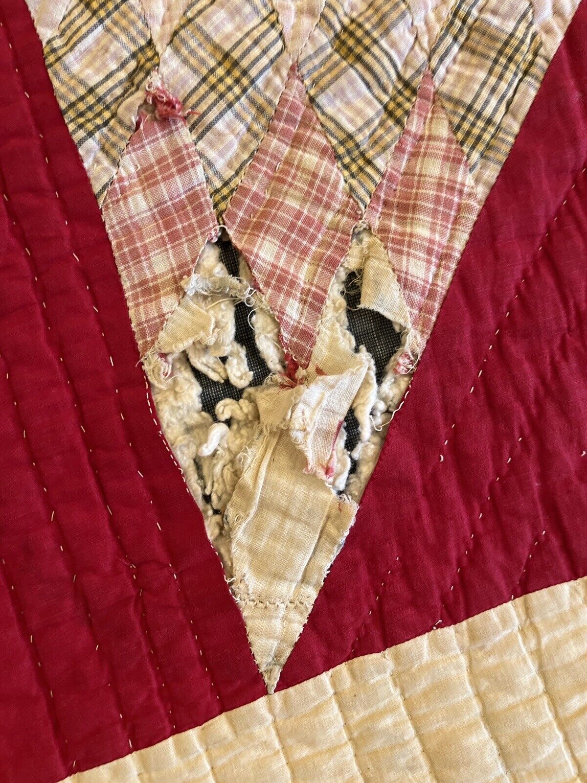 Antique Lonestar quilt red white & blue 1800's