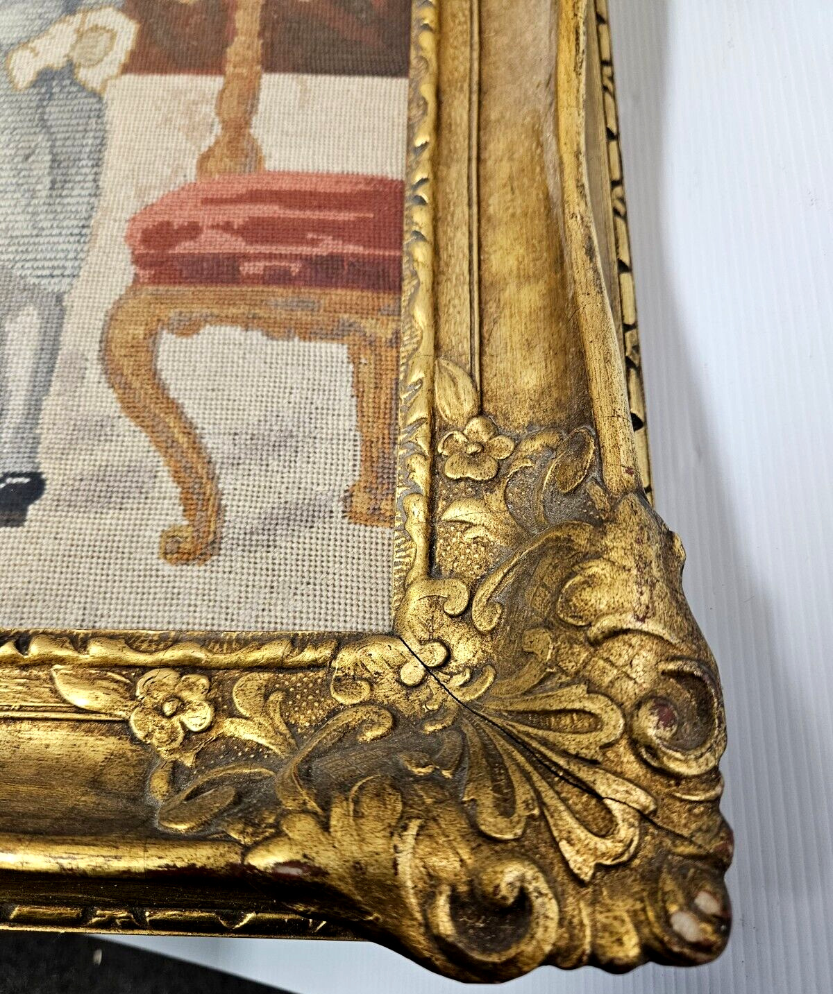 Framed Victorian Tapestry Needlepoint Parlor Artwork