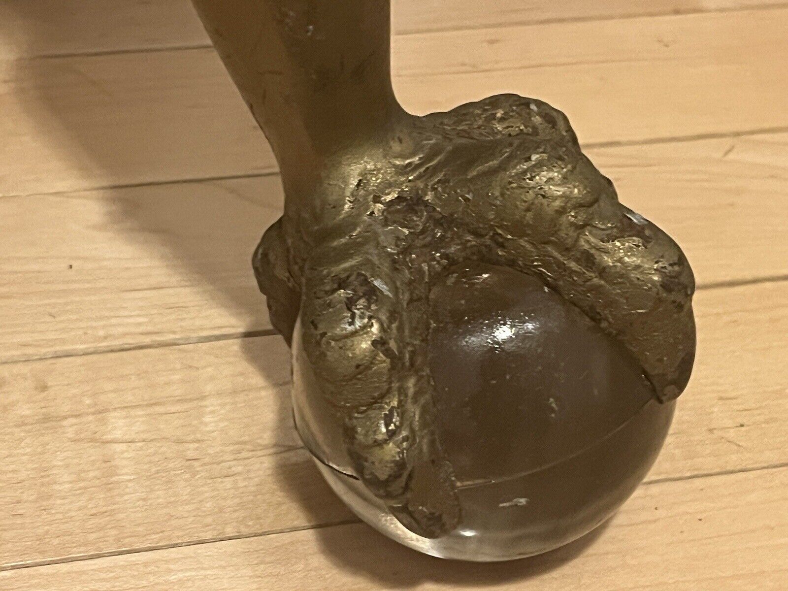 🔥1800s Antique Oak Gargoyle Claw Glass Ball Foot Parlor Clover Table NightStand