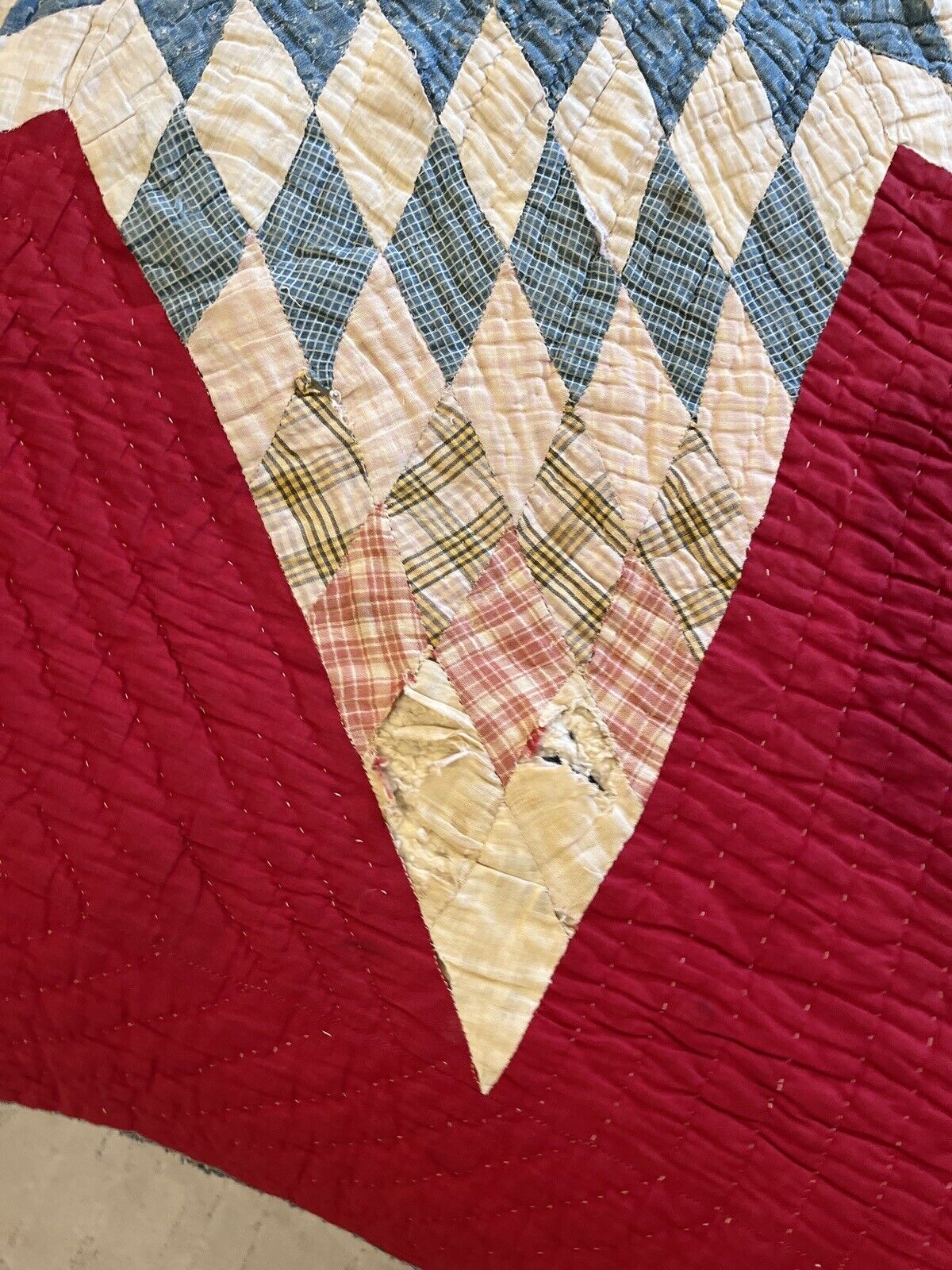 Antique Lonestar quilt red white & blue 1800's